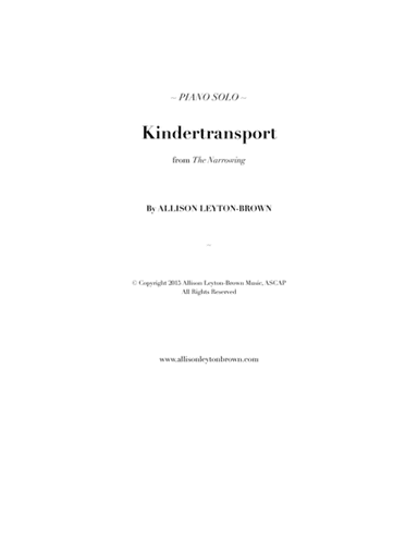 Kindertransport - Evocative Piano Solo - by Allison Leyton-Brown