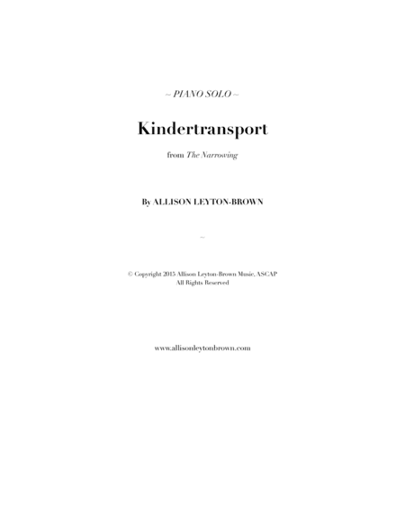 Kindertransport - Evocative Piano Solo - by Allison Leyton-Brown