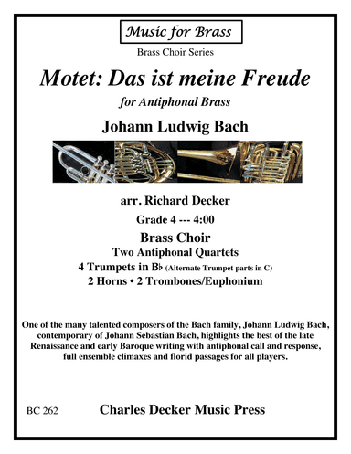 Motet Das ist meine Freude for Antiphonal Brass Choir (arr. Richard Decker)