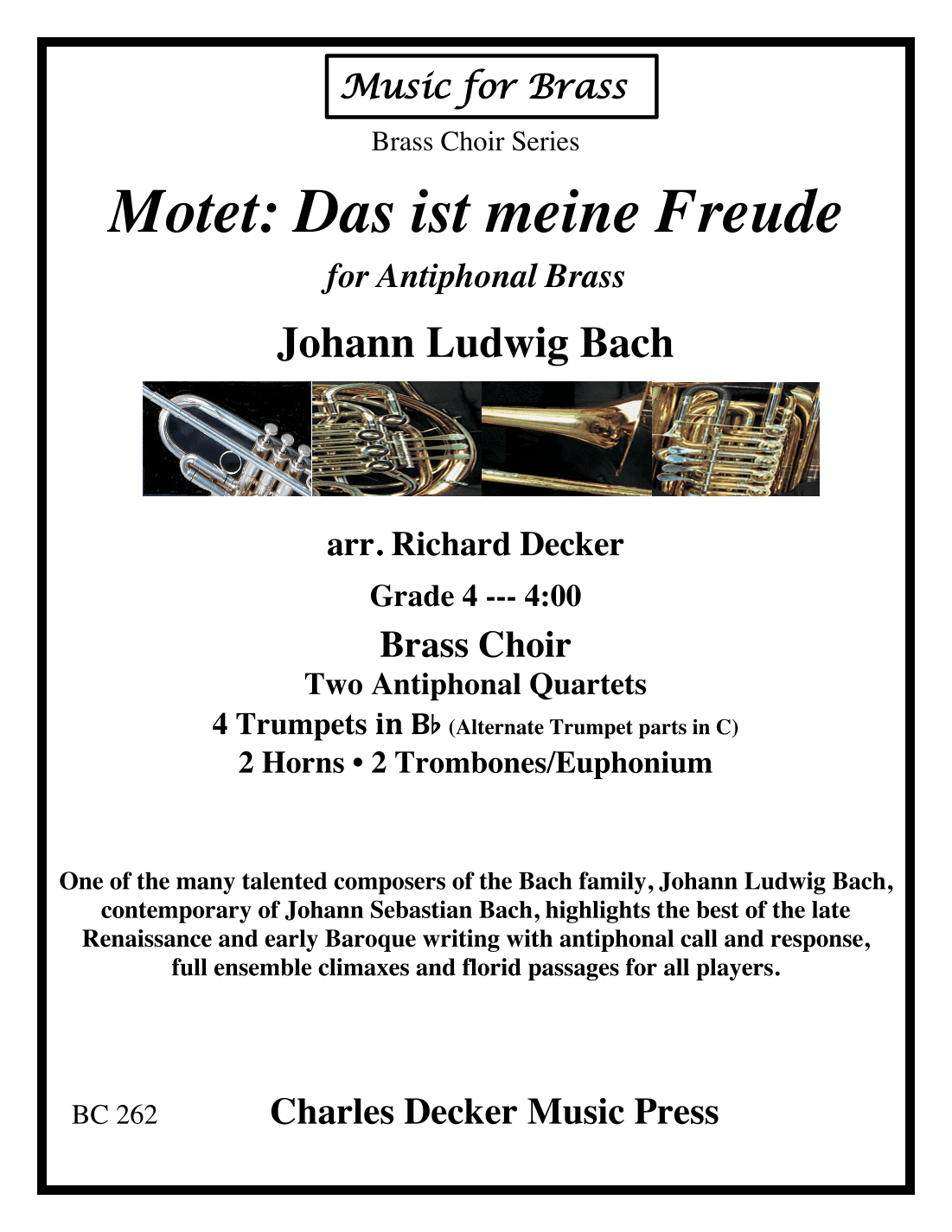 Motet Das ist meine Freude for Antiphonal Brass Choir (arr. Richard Decker)