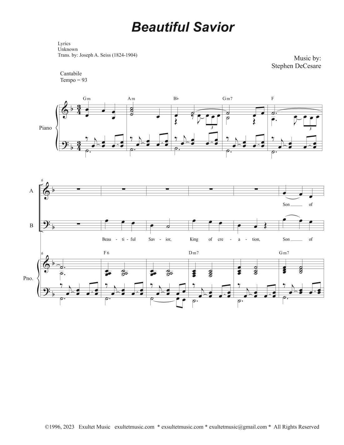 Beautiful Savior (Vocal Trio - (SAB)