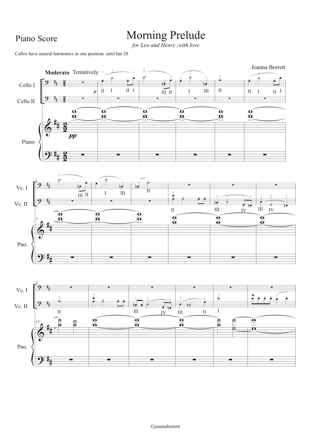 Morning Prelude for Two Cellos and Piano