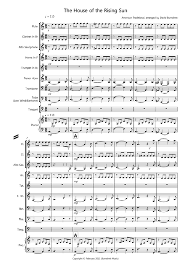 The House of the Rising Sun for School Wind  Band (arr. David Burndrett)