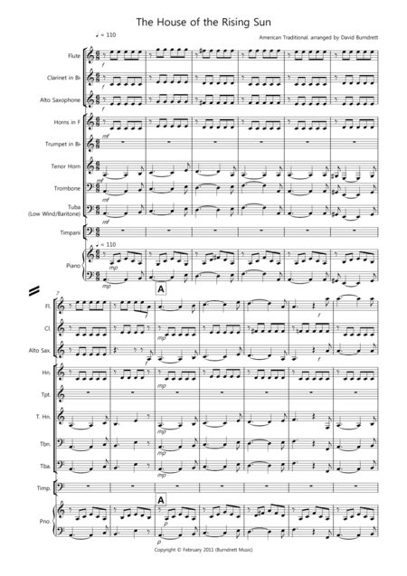 The House of the Rising Sun for School Wind  Band (arr. David Burndrett)
