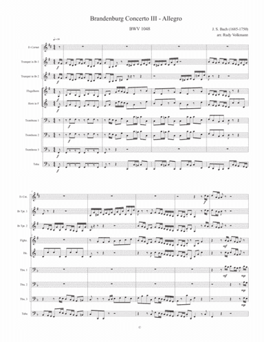 Brandenburg Concerto III - First Movement - arr. for 9 brass (arr. Rudy Volkmann)