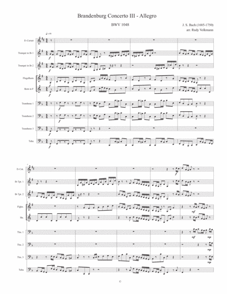 Brandenburg Concerto III - First Movement - arr. for 9 brass (arr. Rudy Volkmann)