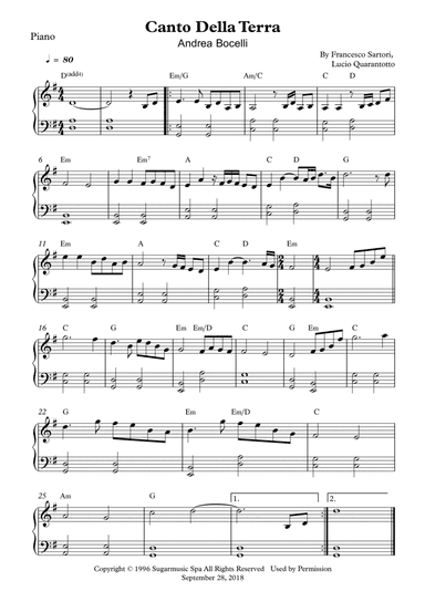 Canto Della Terra (arr. Wesley S. SIlva)