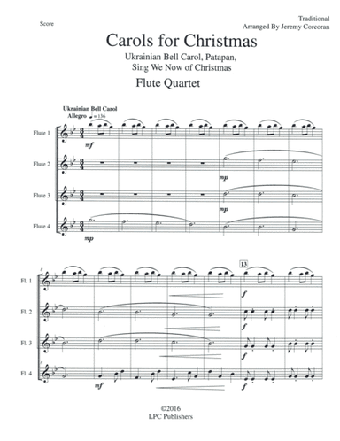 Carols for Christmas a Medley for Flute Quartet (arr. Jeremy Corcoran)