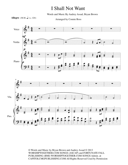 I Shall Not Want (arr. Connie Boss)