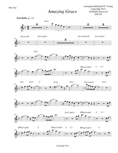 Amazing Grace- Smooth Jazz Alto sax (arr. Richard W. Young)