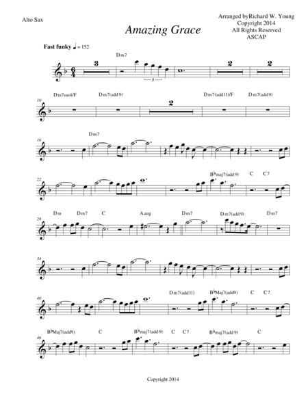 Amazing Grace- Smooth Jazz Alto sax (arr. Richard W. Young)