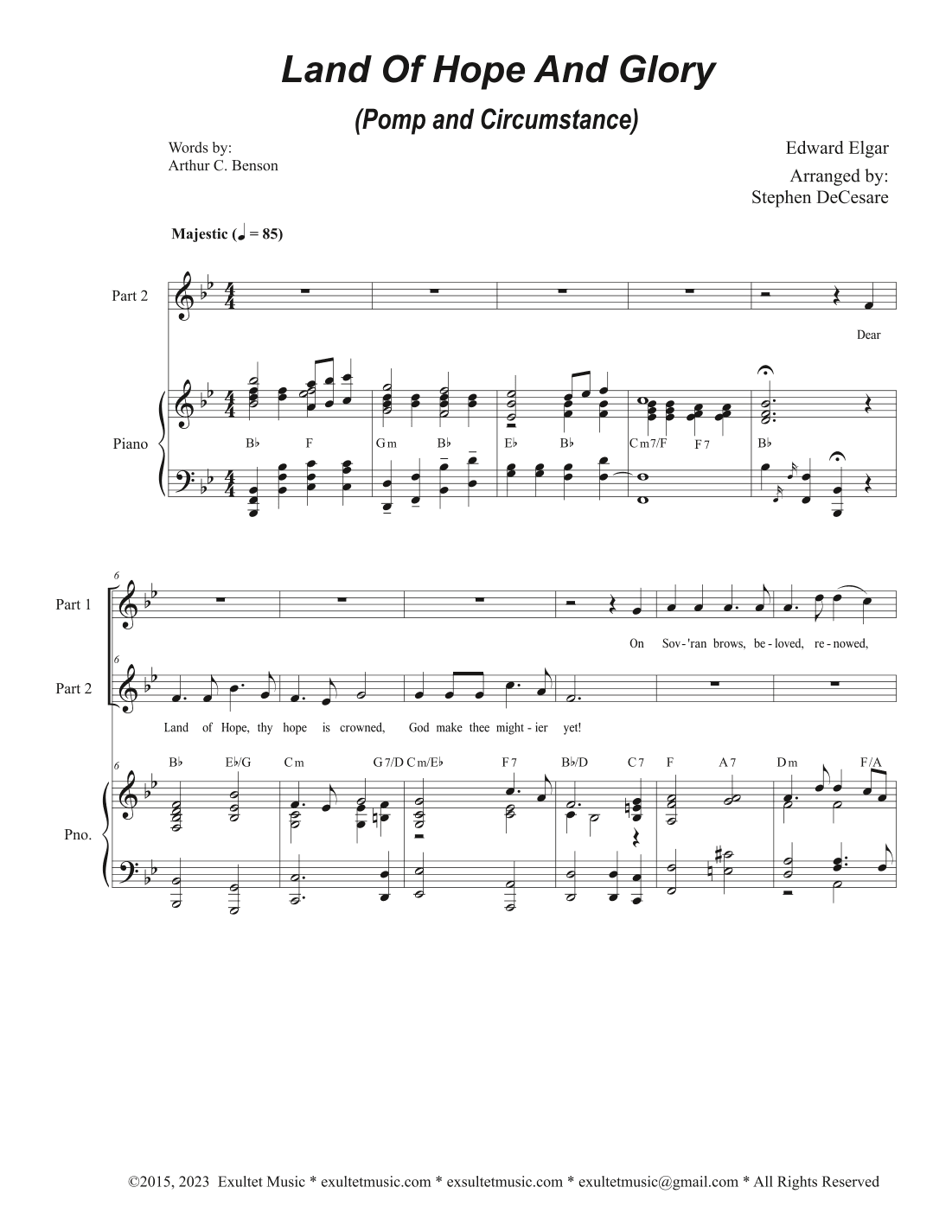 Land Of Hope And Glory (Pomp and Circumstance) (2-part choir) (arr. Stephen DeCesare)