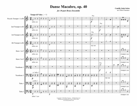Danse Macabre for 10-piece brass ensemble (arr. Elliot Chasanov)