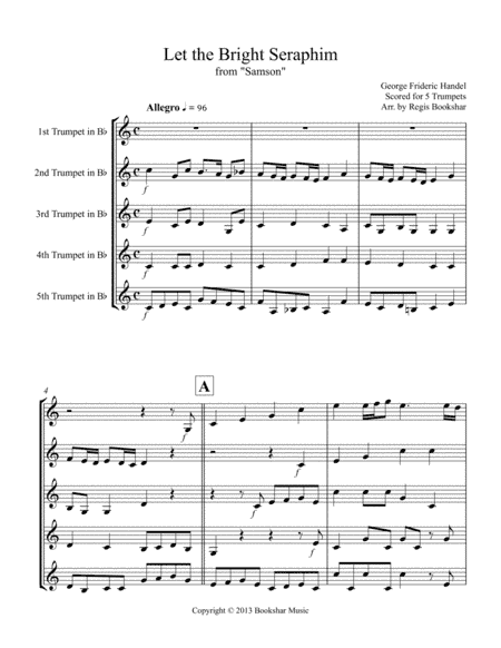 Let the Bright Seraphim (from "Samson") (Trumpet Quintet) (arr. Regis Bookshar)