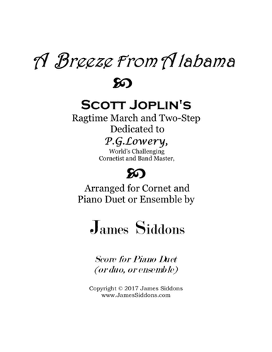 A Breeze from Alabama Piano Duet or Ensemble Part (arr. James Siddons)