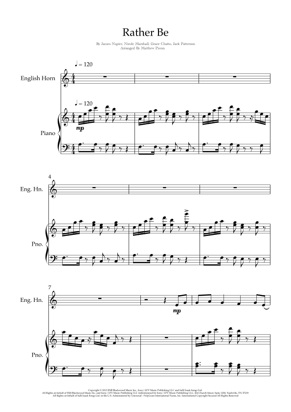 Rather Be (arr. Matthew pyeon)