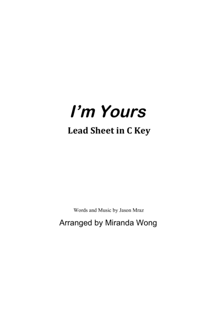I'm Yours (arr. Miranda Wong)
