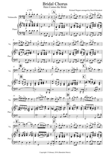 Bridal Chorus "Here Comes The Bride" for Cello and Piano (arr. David Burndrett)
