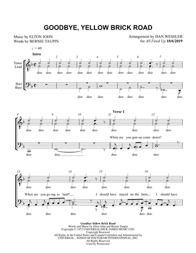 Goodbye Yellow Brick Road (arr. Dan Wessler)