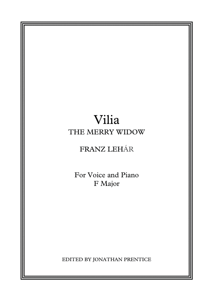 Vilia (English version) - The Merry Widow (F Major) (arr. Jonathan Prentice)