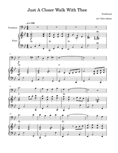 Just A Closer Walk With Thee (Trombone Solo and Piano) (arr. Tyler Adams)