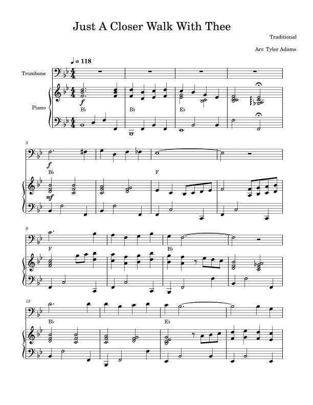 Just A Closer Walk With Thee (Trombone Solo and Piano) (arr. Tyler Adams)