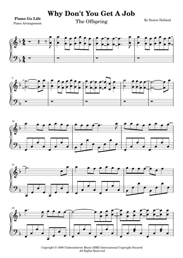 Why Don't You Get A Job? (arr. Piano Go Life)
