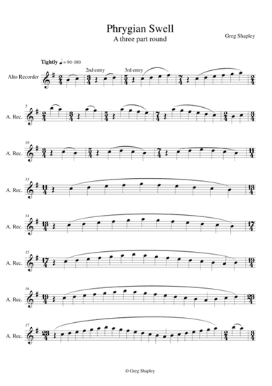 Phrygian Swell (for alto/treble recorders)