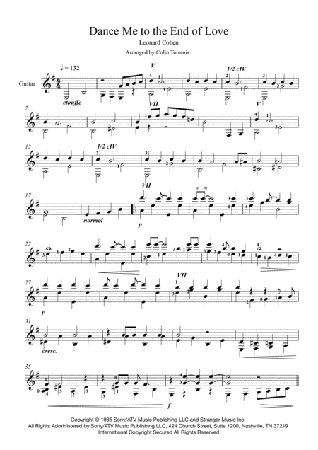 Dance Me To The End Of Love (arr. Colin Tommis)