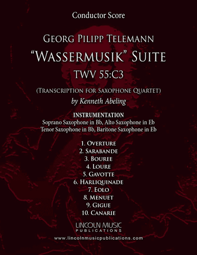 Telemann – Wassermusik Suite Complete (for Saxophone Quartet SATB) (arr. Kenneth Abeling)