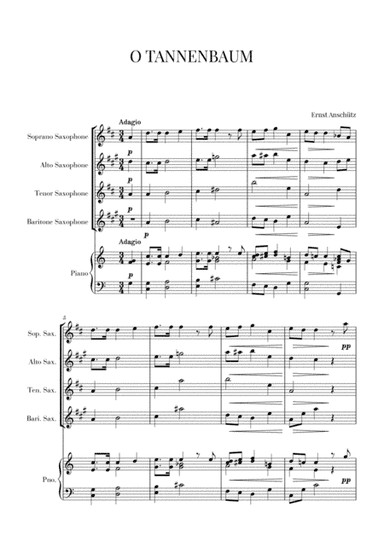 O Tannenbaum for Sax Quartet and Piano (arr. Cadenza Editions)