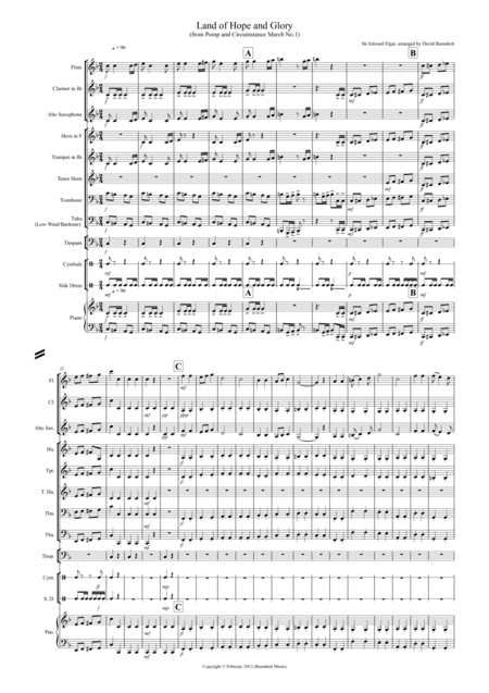 Land of Hope and Glory for School Wind Band (arr. David Burndrett)