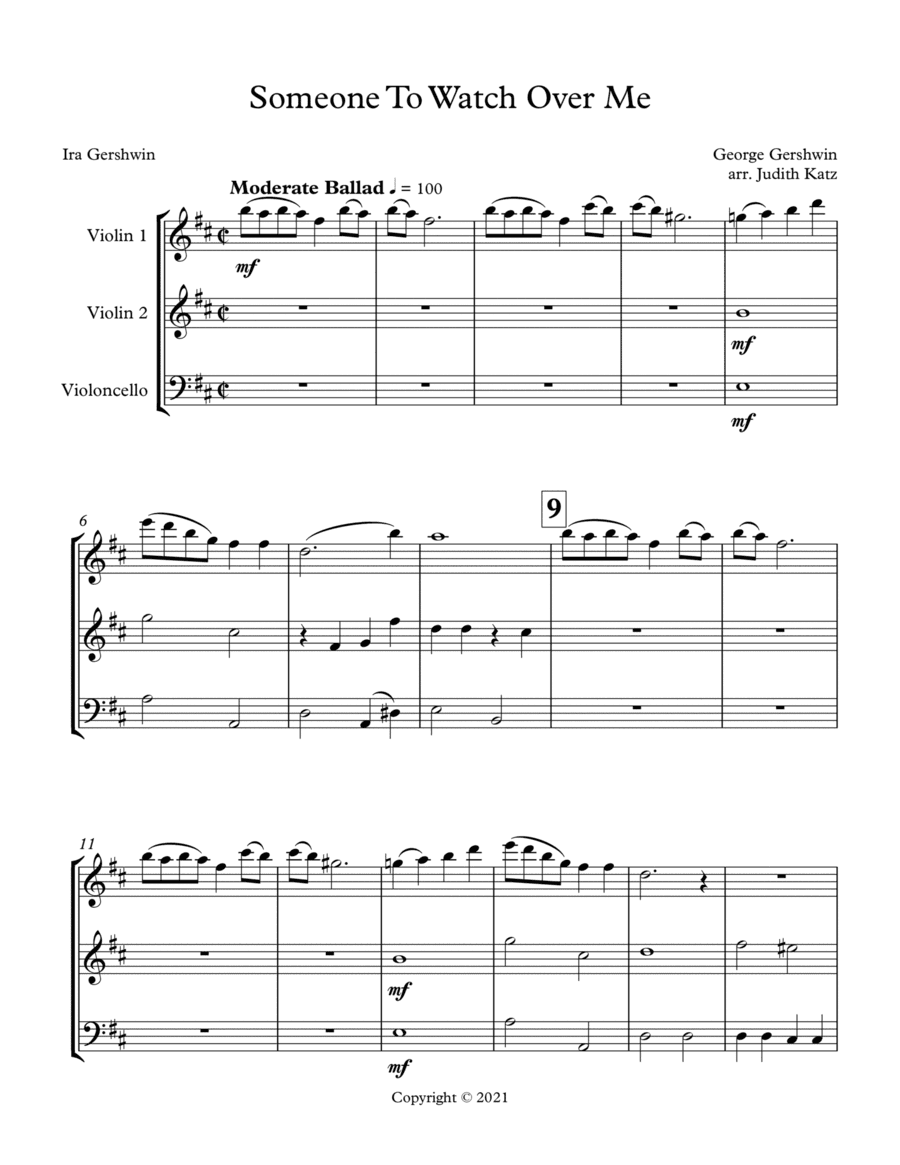Someone To Watch Over Me (arr. Judith Katz)