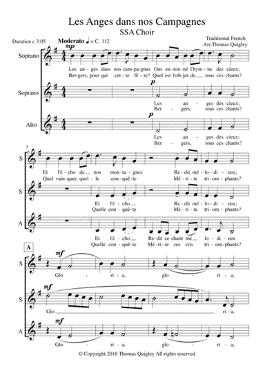 Les Anges dans nos Campagnes (arr. Thomas Quigley)