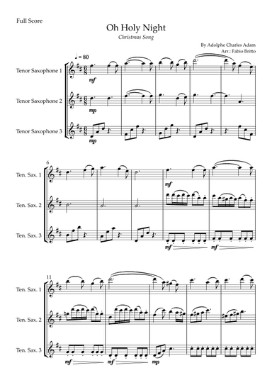 Oh Holly Night (Christmas Song) for Saxophone Trio (arr. Fabio Britto)