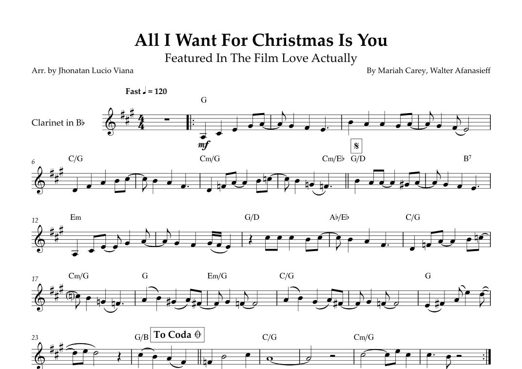 All I Want For Christmas Is You (arr. Jhonatan Lucio Viana)
