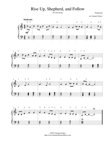 Rise Up, Shepherd, and Follow - for easy piano (arr. Samuel Stokes)