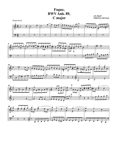 Fugue BWV Anh. 89, C major (arr. Gil Garty)