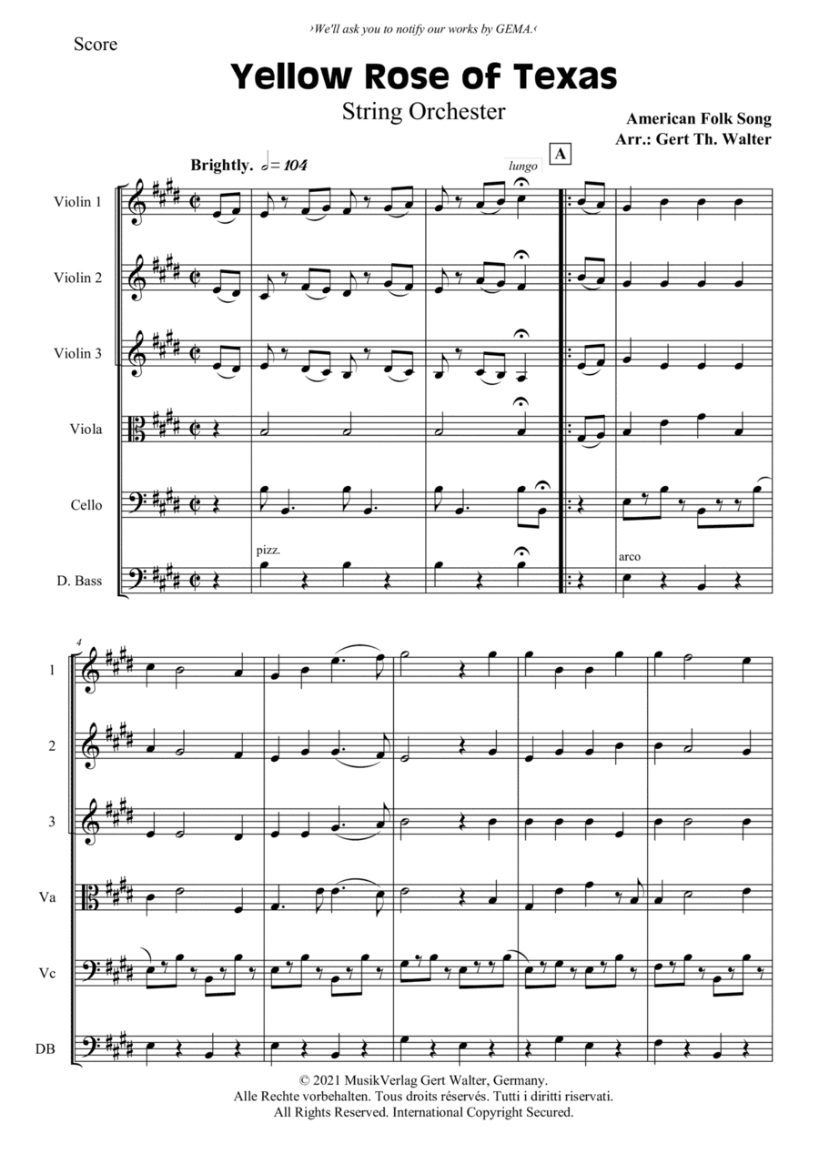 Yellow Rose of Texas (arr. Gert Th. Walter)