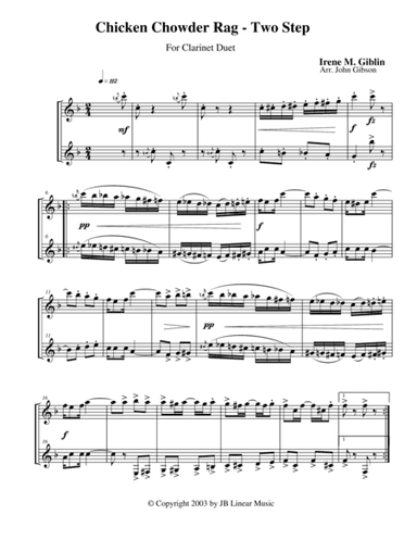Chicken Chowder Rag by Irene Giblin for clarinet duet (arr. John Gibson)