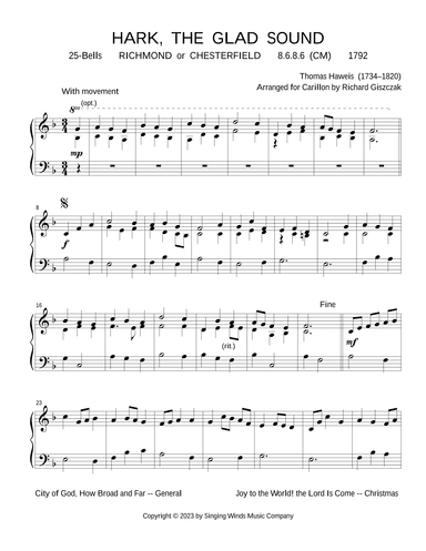 25B. Hark, the Glad Sound (RICHMOND) (arr. Richard Giszczak)