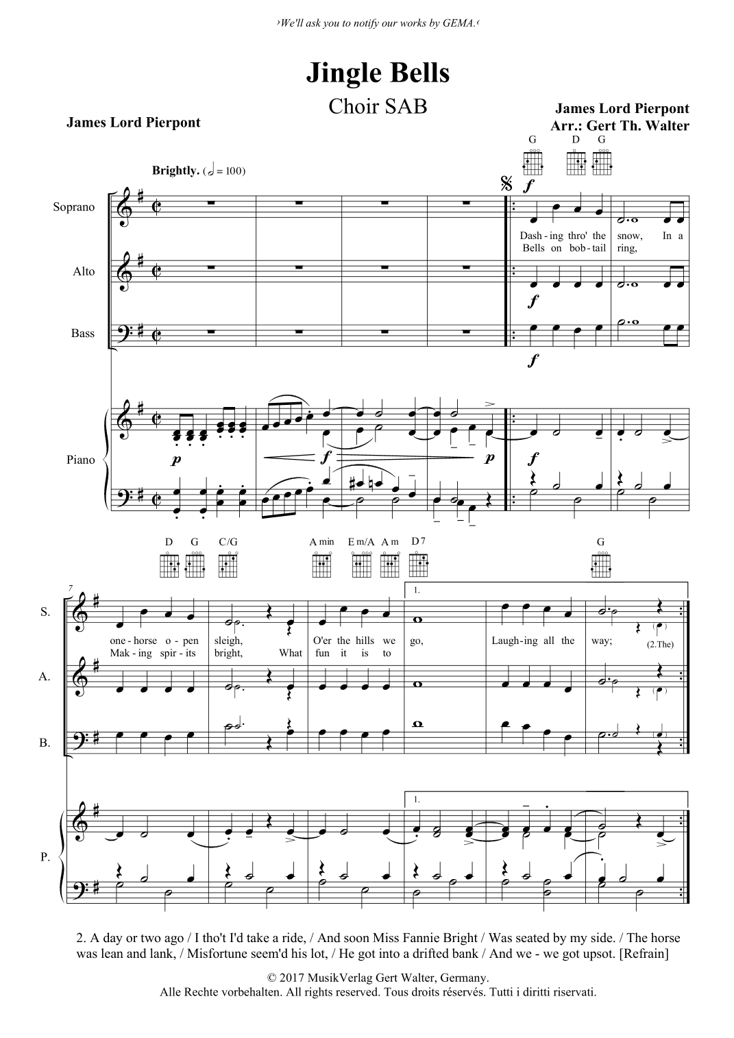 Jingle Bells (arr. Gert Th. Walter)