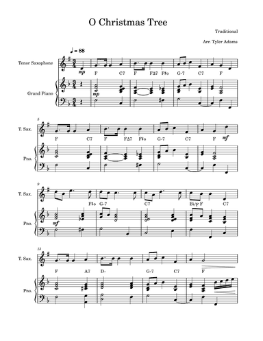 O Christmas Tree (Tenor Sax Solo with Piano) (arr. Tyler Adams)