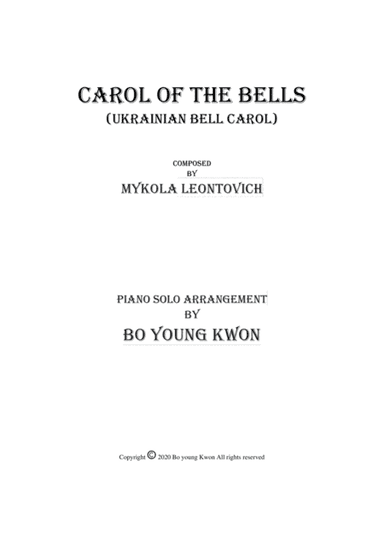 Carol of the Bells - Piano solo (arr. Bo Young Kwon)