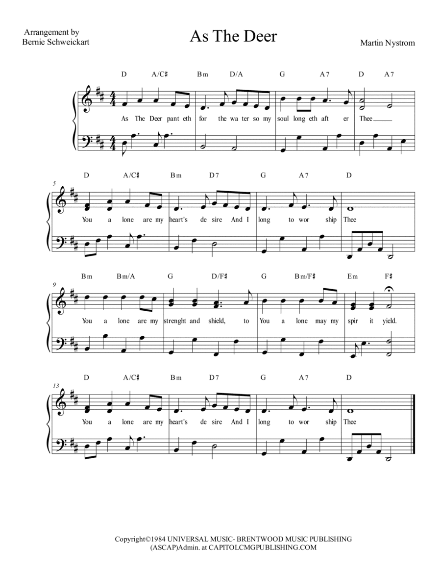 As The Deer (arr. Bernie Schweickart)