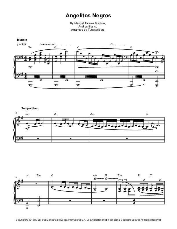 Angelitos Negros (arr. Tunescribers)