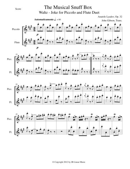 The Musical Snuff Box for woodwind duets (arr. John Gibson)