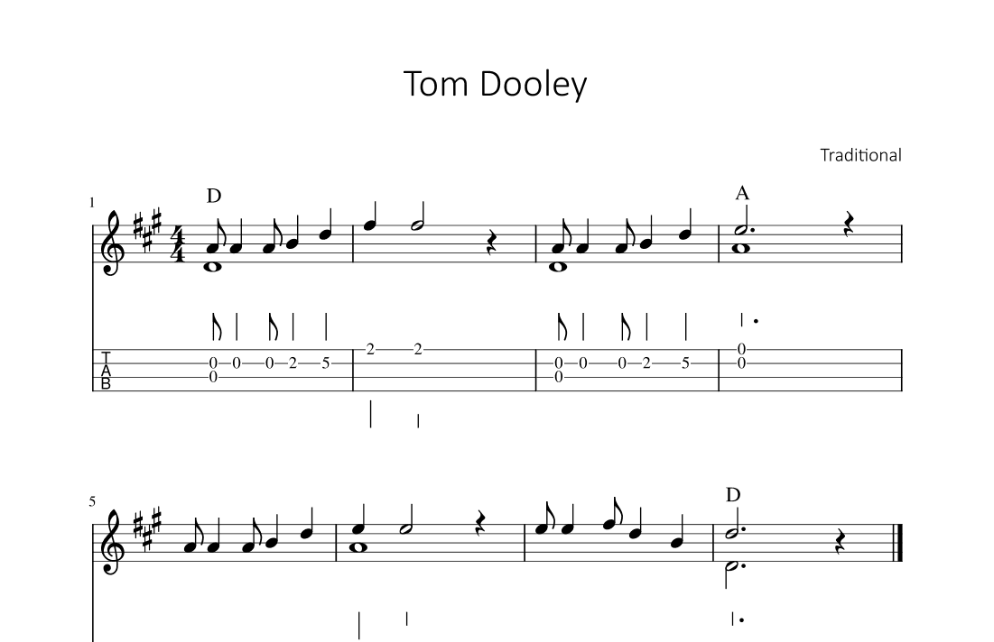 Tom Dooley (arr. songbooks.info)