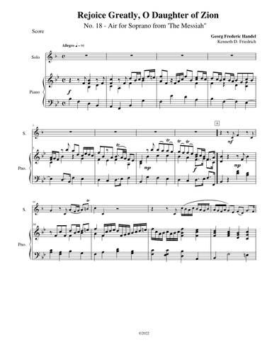 Rejoice Greatly, O Daughters of Zion (arr. Kenneth D Friedrich)