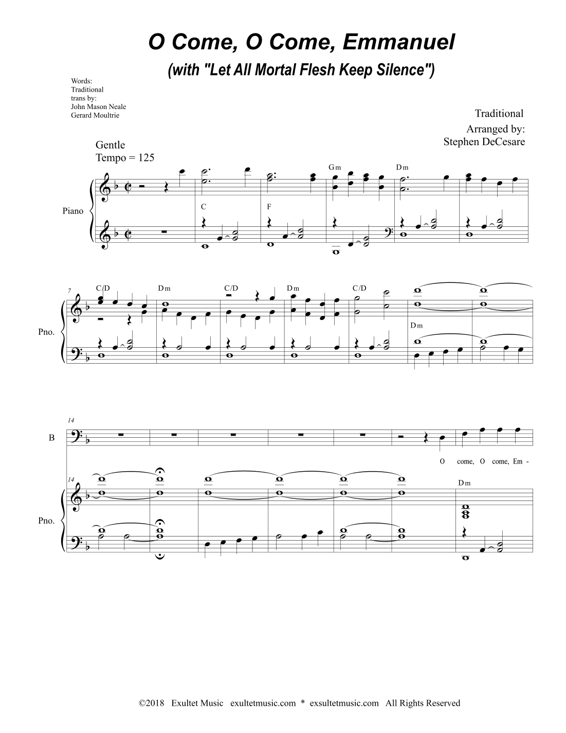 O Come, O Come, Emmanuel (with "Let All Mortal Flesh Keep Silence") (SAB) (arr. Stephen DeCesare)
